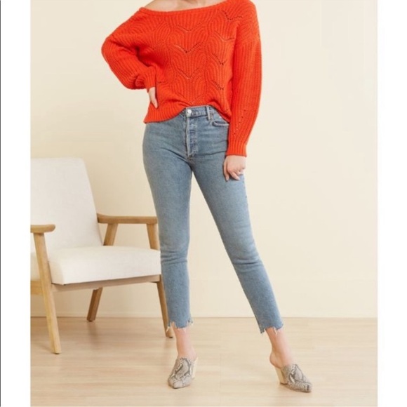 525 America Sweaters - Pullovers 525 Knit Sweater crochet, orange sweater